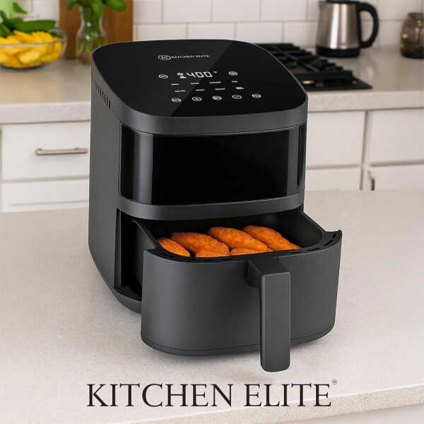 KITCHEN ELITE 4QT 8 PRESETS TOUCHSCREEN BLACK DIGITAL AIR FRYER | AF115-4QT - Image 