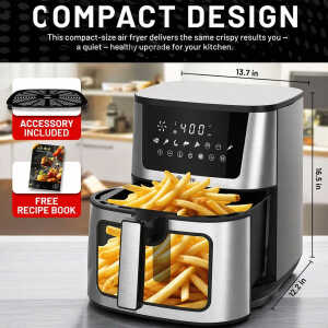 KITCHEN ELITE 8 QT DIGITAL AIR FRYER STAINLESS STEEL | AF885SSBM - Image 