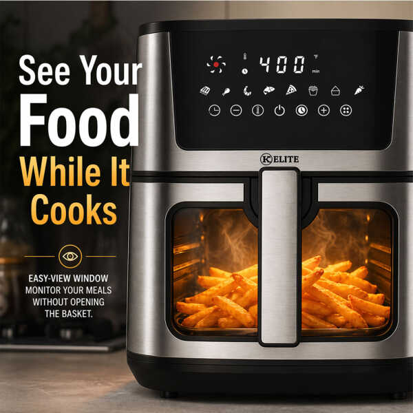 KITCHEN ELITE 8 QT DIGITAL AIR FRYER STAINLESS STEEL | AF885SSBM - Image 