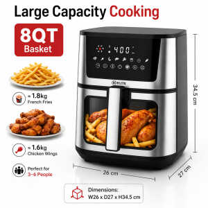 KITCHEN ELITE 8 QT DIGITAL AIR FRYER STAINLESS STEEL | AF885SSBM - Image 