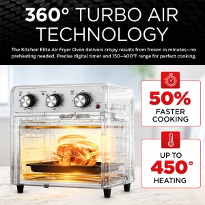 KITCHEN ELITE 22 QT AIR FRYER OVEN STAINLESS STEEL | AFO111MC - Image 