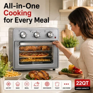 KITCHEN ELITE 22 QT AIR FRYER OVEN STAINLESS STEEL | AFO111MC - Image 