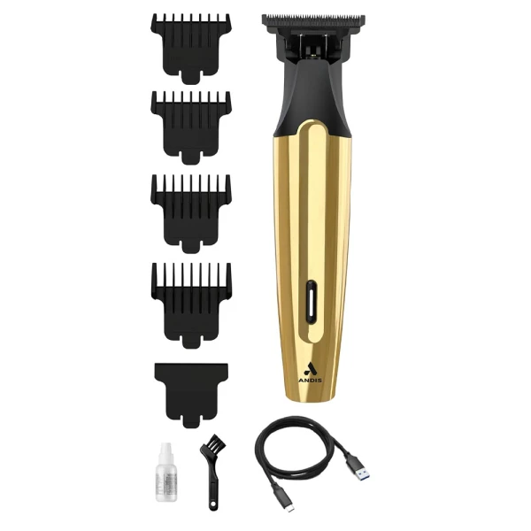 ANDIS SLIM CORDLESS BLADE TRIMMER LITHIUM 9PCS KIT GOLD | AND-562442 - Image 