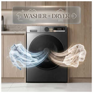 TCL 15KG/8KG 2 IN 1 FRONT LOAD WASHER + DRYER GREY 220V | C3615WDG - Image 
