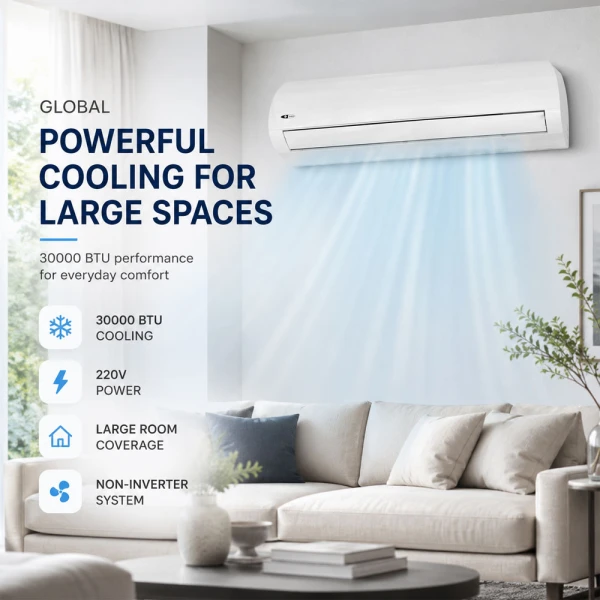 GLOBAL 30000 BTU SPLIT UNIT NON INVERTER 220V AIR CONDITIONER | CS30C220 - Image 