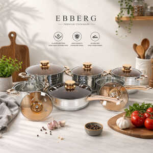 EBBERG 12-PIECE STAINLESS STEEL COOKWARE SET | FSK10933 - Image 
