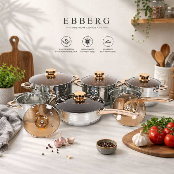 EBBERG 12-PIECE STAINLESS STEEL COOKWARE SET | FSK10933 - Image 
