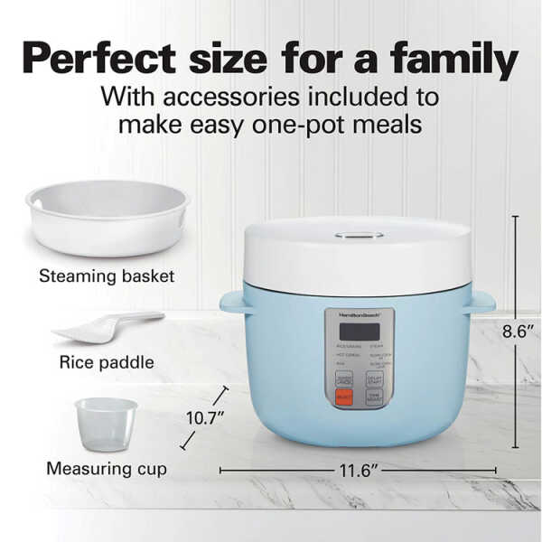 HAMILTON BEACH 1L MULTI-FUNCTION RICE COOKER 5.5CUP UNCOOKED/12CUP COOKED 120V | HB-37561MN - Image 