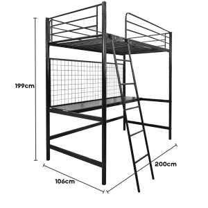 METAL BUNK BED WITH BUREAU BLACK | HS-LFT-BD-001 - Image 