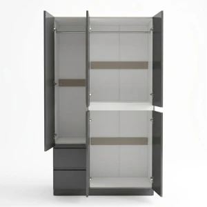 3 DOOR WITH 2 DRAWERS WARDROBE 90X40X180CM GREY | HS435140 - Image 