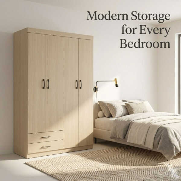 4 DOOR WARDROBE 120X45X200CM | HS435141 - Image 