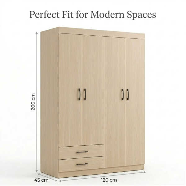 4 DOOR WARDROBE 120X45X200CM | HS435141 - Image 