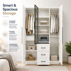 TWO & ONE DOOR 120X45X200CM TRANSPARENT WARDROBE | HS435142 - Image 
