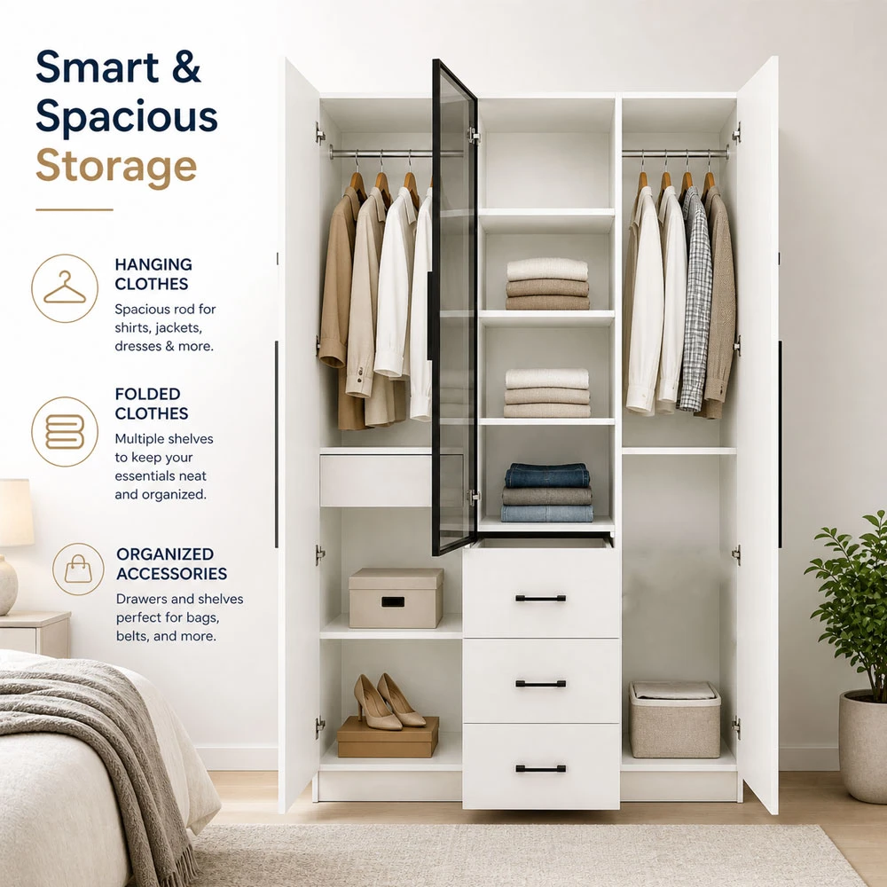 Modern Clear Closet – 2 & 1 Door Design