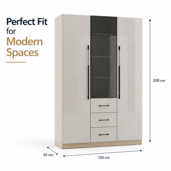 TWO & ONE DOOR 120X45X200CM TRANSPARENT WARDROBE | HS435142 - Image 