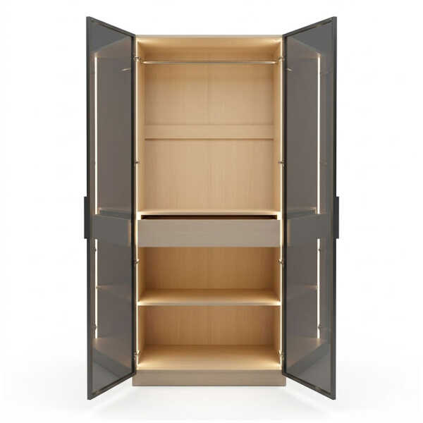 2 DOOR WARDROBE WITH TRANSPARENT DOOR 80X45X200CM | HS435143 - Image 