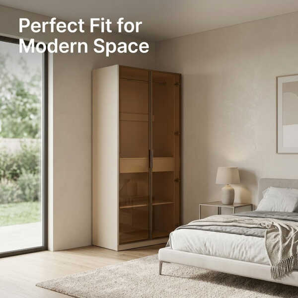 2 DOOR WARDROBE WITH TRANSPARENT DOOR 80X45X200CM | HS435143 - Image 