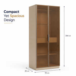 2 DOOR WARDROBE WITH TRANSPARENT DOOR 80X45X200CM | HS435143 - Image 