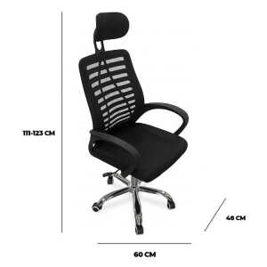 SWIVEL OFFICE CHAIR W/ ADJUSTABLE HEIGHT + HEADREST BLACK | KB-33769 - Image 