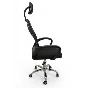 SWIVEL OFFICE CHAIR W/ ADJUSTABLE HEIGHT + HEADREST BLACK | KB-33769 - Image 