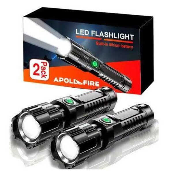 APOLLO FIRE RECHARGEABLE LED FLASHLIGHT 2 PACK | LIGHT-SK17 - Image 