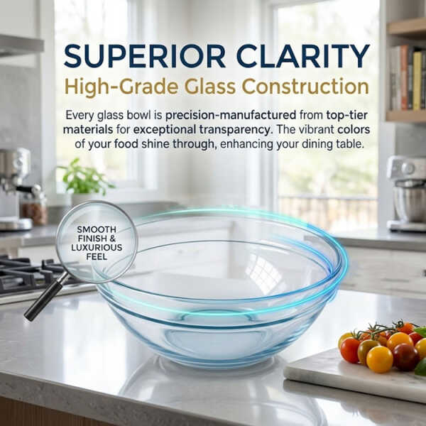 MAXIM GLASSWARE 6.7" GLASS BOWL SET 2 PCS TRANSPARENT D17XH8CM | MB-SC7-2-1SLV - Image 