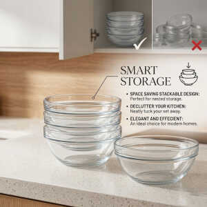MAXIM GLASSWARE 6.7" GLASS BOWL SET 2 PCS TRANSPARENT D17XH8CM | MB-SC7-2-1SLV - Image 