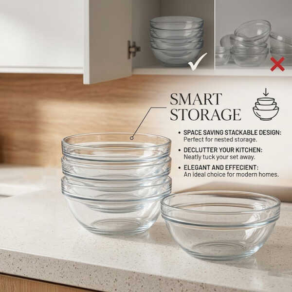 MAXIM GLASSWARE 6.7" GLASS BOWL SET 2 PCS TRANSPARENT D17XH8CM | MB-SC7-2-1SLV - Image 