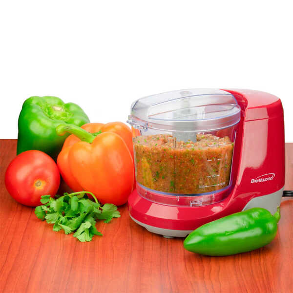 BRENTWOOD 1.5 CUP MINI FOOD CHOPPER RED | MC-109R - Image 