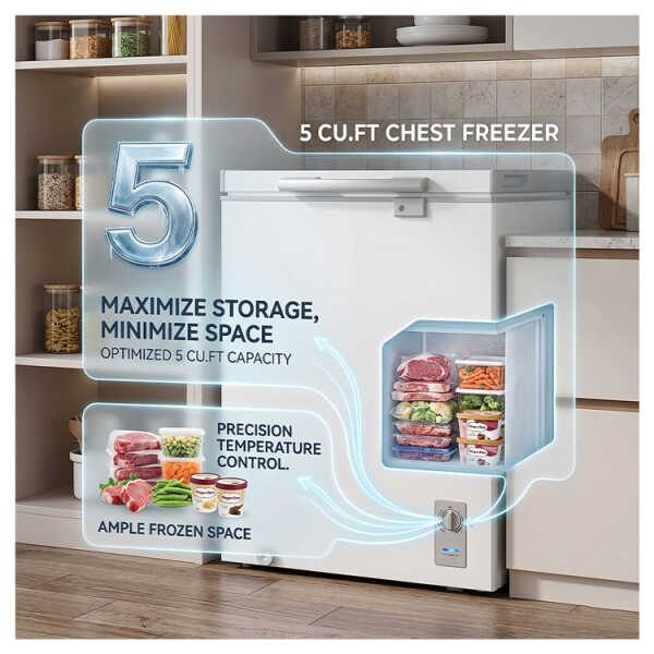 MIDEA 5 CU.FT CHEST FREEZER WHITE | MDRC206FZG01 - Image 