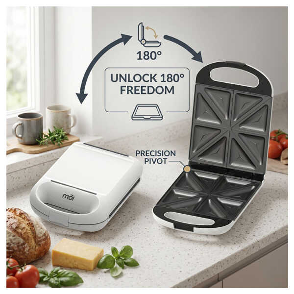 MOI 4-SLICE SANDWICH MAKER WHITE | MSM4SLW - Image 