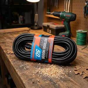 DIGITRONIC 50FT HEAVY DUTY OUTDOOR/INDOOR ELECTRIC EXTENSION CORD BLACK | NS384516 - Image 
