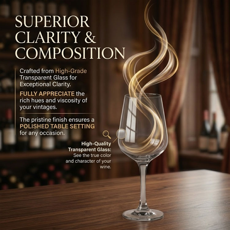 Single wine glass featuring premium transparent glass clarity.