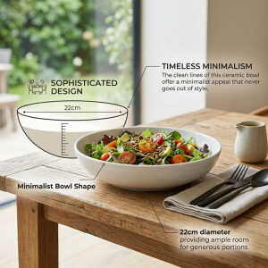 8.5" ROUND CERAMIC BOWL WHITE D22XH5CM | NVA25091544 - Image 