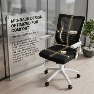 SWIVEL OFFICE CHAIR W/ ADJUSTABL HEIGHT BLACK | NVA25091636 - Image 