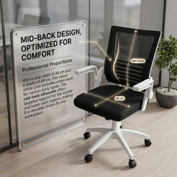 SWIVEL OFFICE CHAIR W/ ADJUSTABL HEIGHT BLACK | NVA25091636 - Image 
