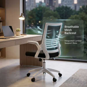 SWIVEL OFFICE CHAIR W/ ADJUSTABL HEIGHT BLACK | NVA25091636 - Image 