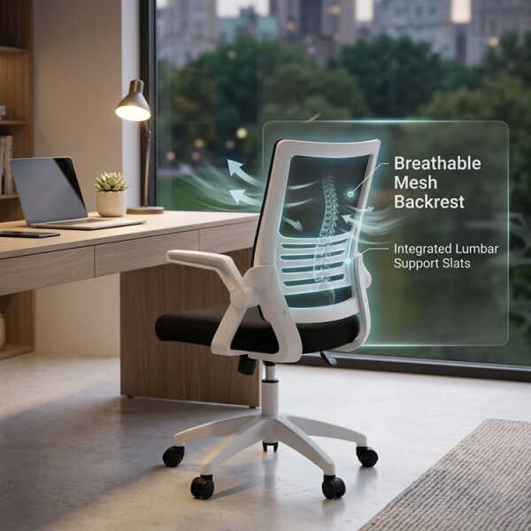SWIVEL OFFICE CHAIR W/ ADJUSTABL HEIGHT BLACK | NVA25091636 - Image 