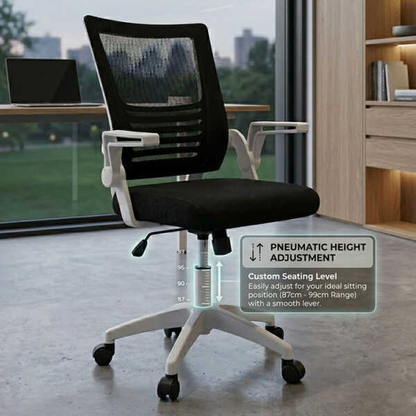 SWIVEL OFFICE CHAIR W/ ADJUSTABL HEIGHT BLACK | NVA25091636 - Image 