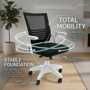 SWIVEL OFFICE CHAIR W/ ADJUSTABL HEIGHT BLACK | NVA25091636 - Image 