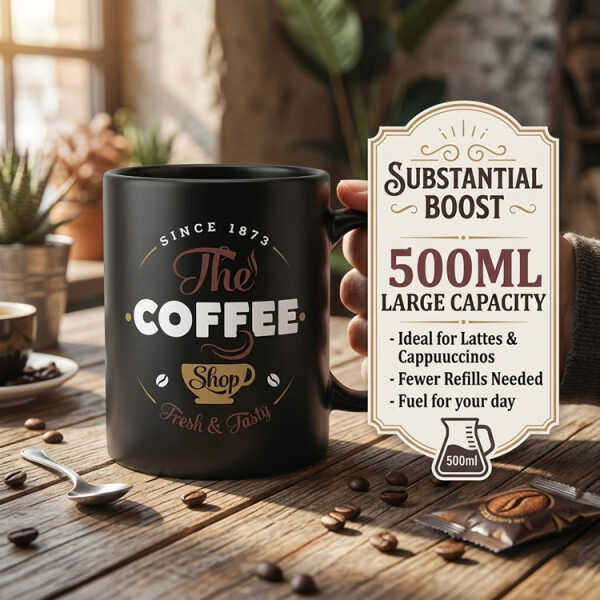 500ML CERAMIC MUG D10 X H11 CM BLACK (VARIOUS TEXT OPTIONS) | NVL2581474 - Image 