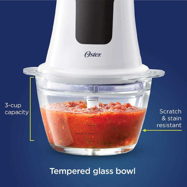 OSTER 3-CUP MINI FOOD CHOPPER W/GLASS BOWL 120V | OST-2156028 - Image 