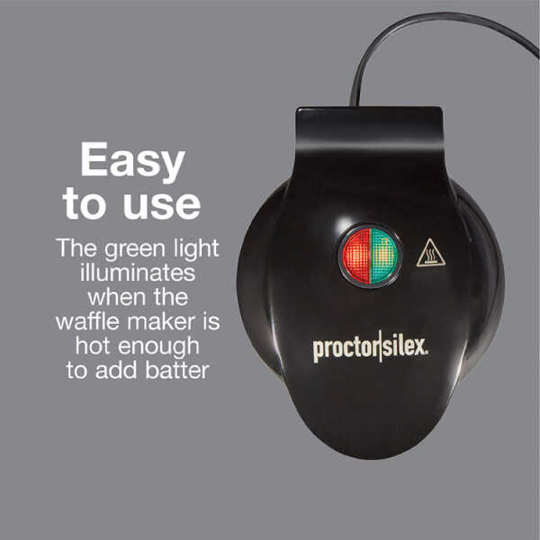 PROCTOR SILEX (MINI) PETTITE WAFFLE MAKER BLACK 120V | PS-26100 - Image 