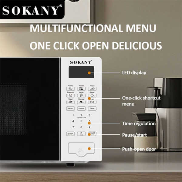 SOKANY 0.7CUFT/20L MICROWAVE WHITE 110V-1100W | SK-10018 - Image 