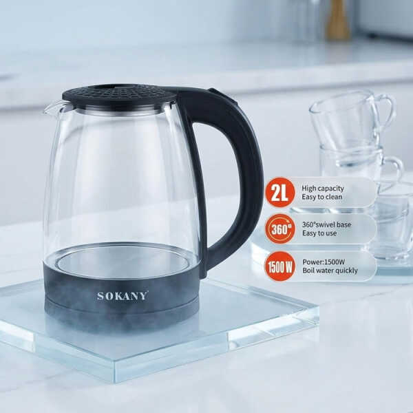 SOKANY 2L CORDLESS ELECTRIC KETTLE 110V-1500W | SK-SH1097 - Image 