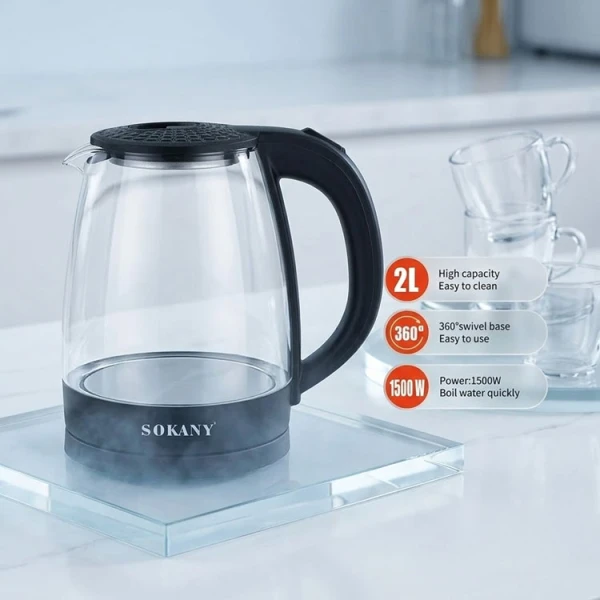 SOKANY 2L CORDLESS ELECTRIC KETTLE 110V-1500W | SK-SH1097 - Image 