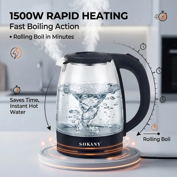 SOKANY 2L CORDLESS ELECTRIC KETTLE 110V-1500W | SK-SH1097 - Image 