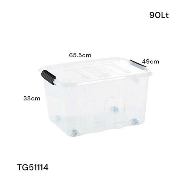 HOMESTAR PLASTIC 90L STORAGE BOX WITH LID | TG51114 - Image 