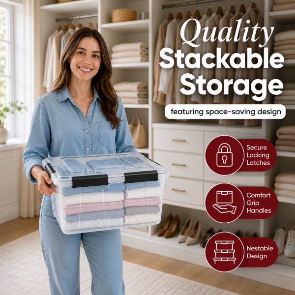 HOMESTAR PLASTIC 50L STORAGE BOX WITH LID | TG51513 - Image 