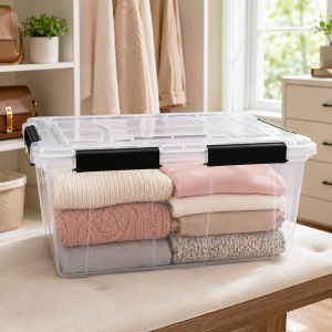 HOMESTAR PLASTIC 50L STORAGE BOX WITH LID | TG51513 - Image 